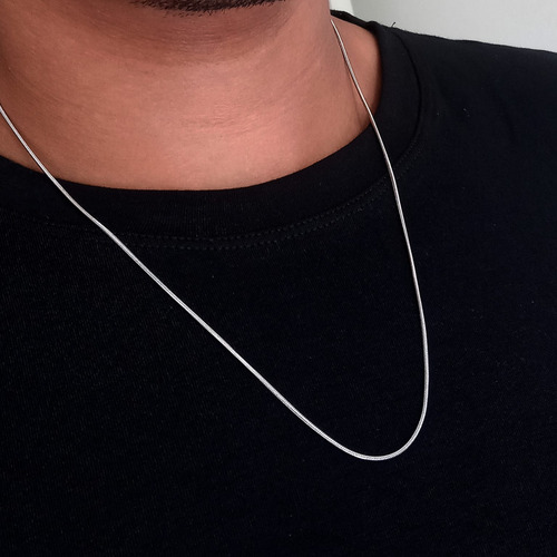 Corrente Colar Masculino Osso De Cobra Aço Inox 60cm Prata