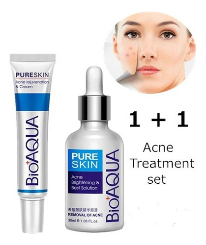 Bioaqua 2 Uds Crema Facial Y Serum Para Eliminar El Acné