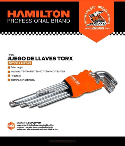 Imagen 2 de 4 de Juego Set Llaves Torx Extra Largas 9pcs Hamilton