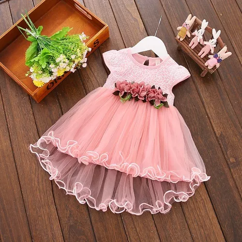 Vestido Infantil de Festa Rose com Branco Luxo Realeza Princesa Menina  Batizado