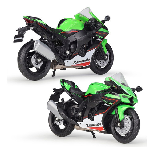 L 2021 Kawasaki Ninja Zx-10r Verde Miniatura Metal Moto 1/18