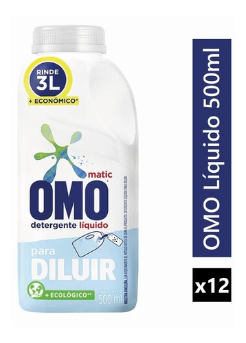 Detergente Omo Para Diluir 500ml X 12 Botellas