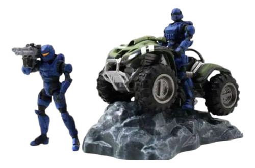 Halo 4, Vehículo Diecast Serie 1 Unsc Mongoose Con 2 Figuras