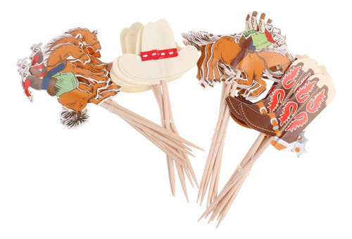 48pcs Set Cowboy Theme Cupcake Picks Decoración Partido