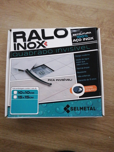 Ralo Linear Inox Selmetal - Quadrado Invisível 15x15cm