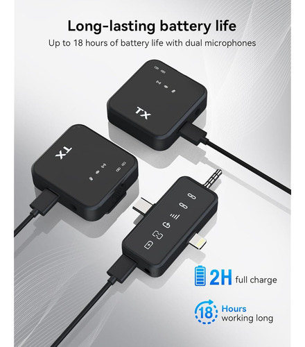 Microfono Inalambrico Lavalier 3 En 1 Para iPhone Android