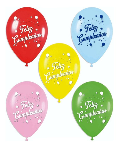 Globos Bombas Estampados X20u Feliz Cumpleaños Surtido