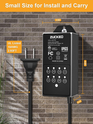 Zuckeo Transformador Voltaje De 110-220v. A 12v Exteriores
