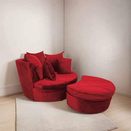 Sillón Moderno Minimalista Para Salas Recamara Hogar . Rojo Liso