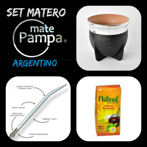 Super Promo!set Mate Pampa Camionero+bombilla+yerba Mate500g