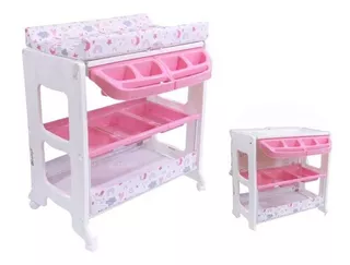 Bañera Para Bebes Niños Con Cambiador Acolchado Color Pastel