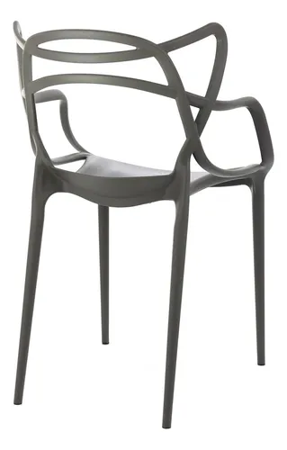 Silla De Comedor Allegra Moderna Apilable Color Grafito X4 Garden Life