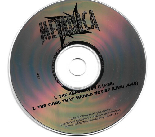 Metallica - The Unforgiven 2 Cd Single ( Detalle)