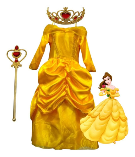 Disfraz Princesa Bella Disney - Vestido Princesa Bella, Corona Y Varita