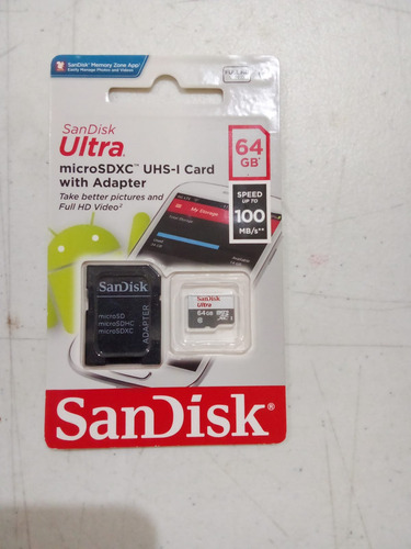 Memoria Sandisk Ultra Sdxc Uhs-i Con Adaptador Sd 64gb