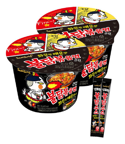 Fideos Salteados Buldak Big Bowl 2 Pack + Salsa Buldak 2 Sti