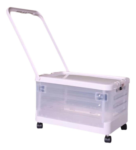 Contenedor De Almacenamiento Con Ruedas Y Asa, Carrito Claro