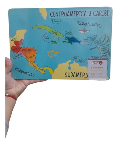 Puzzle Encastre Rompecabeza Madera Mapa Centroamerica Caribe