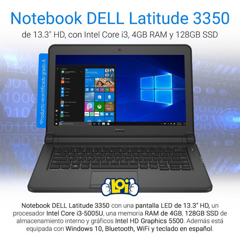 Imagen 7 de 8 de Notebook Dell 13.3' Core I3 128gb 4gb Teclado Español Loi