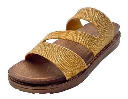 Sandalias Chinelas Mujer Plataformas Livianas Brillo Oro