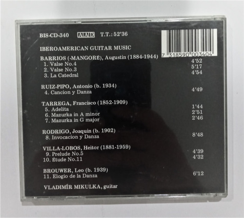 Vladimir Mikulka Cd Iberoamerican Guitar Music Guitarra (Usado)