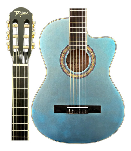 Guitarra Tagima Cartagena Lake Placid Blue Satin (lpbs) Material de diapasón Techwood Orientación derecha