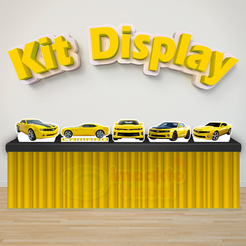 Kit Com 5 Displays Totens De Mesa Camaro Amarelo