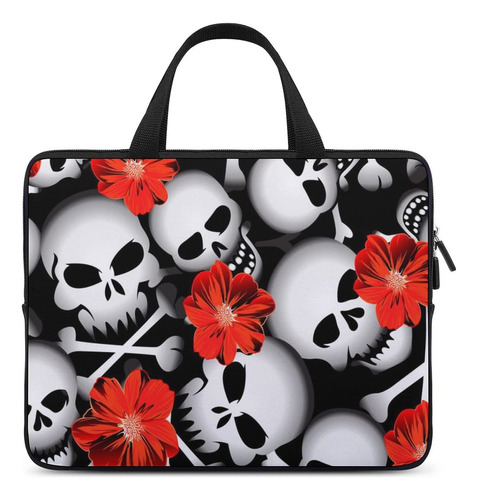 Calavera Flor Roja Bolsa Para Laptop Funda Viaje Suave Asa