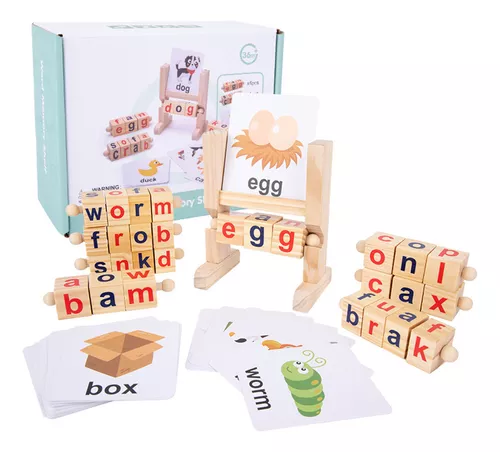 Jogo de letras de correspondência de brinquedo educativo para crianças 3 4  5 anos, leitura de alfabeto e ortografia, palavras e objetos