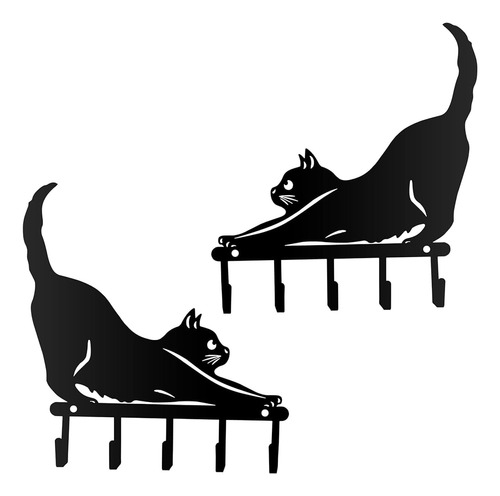 Kobjoy 2pcs Mini Metal Cat Home Decoration, Gancho De Pared 