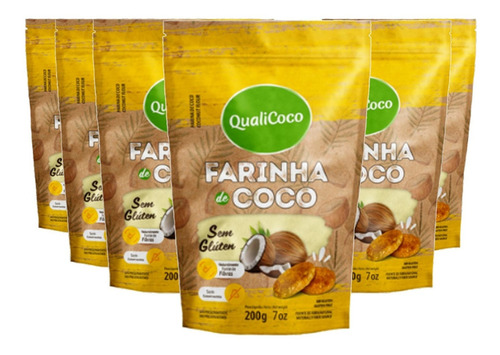 Farinha De Coco Sem Glúten Qualicoco 200g (6 Pacotes) Kit