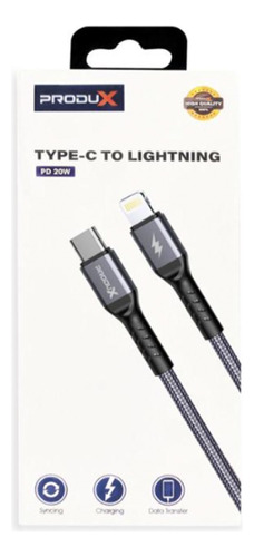 Cable Tipo C A Lightning Para iPhone iPad Produx 27w Negro