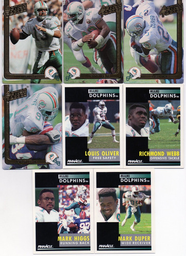 1991 Action Packed & Pinnacle Dolphins ( 8 ) Lote Dan Marino