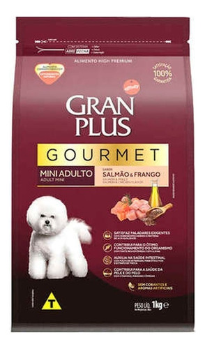 Alimento Gran Plus Gourmet para cão filhote de raça mini sabor salmão e frango em sacola de 1kg