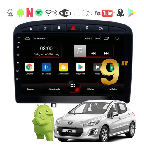 Imagem 1 de 8 de Kit Multimidia Peugeot 308 408 Android Dvd Gps Wifi S160