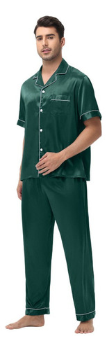 Pijama Liso Con Botones De Bolsillo De Manga Corta De Moda