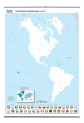 Mapa Continente Americano - Varillado-apto Marcador 130x90cm