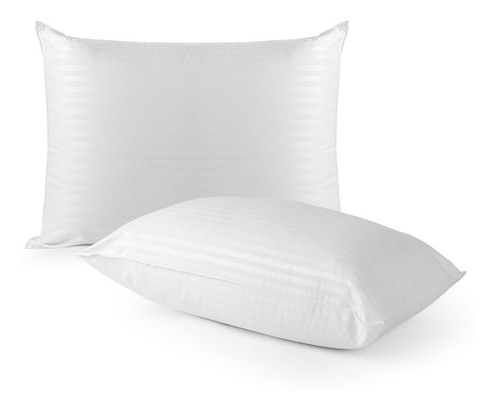 Kit 02 Travesseiros Antialérgico Pena De Ganso 70cm X 50cm Cor Branco