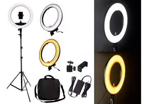 Iluminador Ring Light 19  C/ 320led + Tripé 2m P/ Vídeo Foto