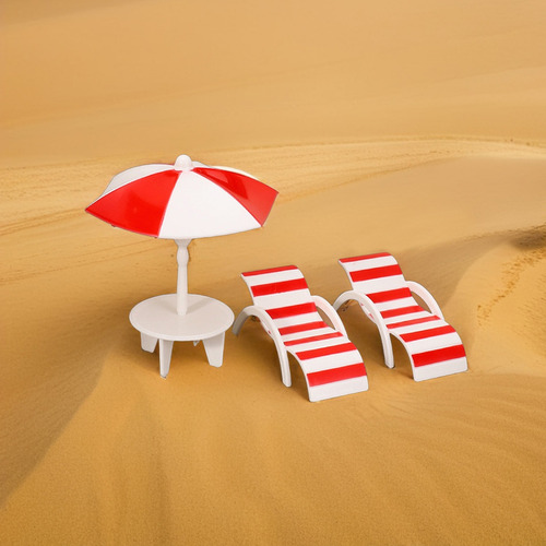 2 Juegos De Minisilla Y Sombrilla: Sillas De Playa En Miniat