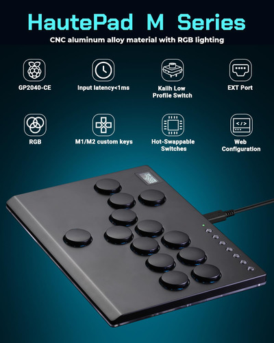 Arcade Stick All Metal Controlador Con Rgb Y Turbo Funciones