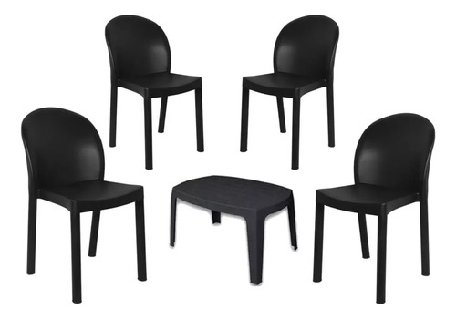 Combo 4 Silla Barcelona Negra 1 Mesa Ratona Mascardi