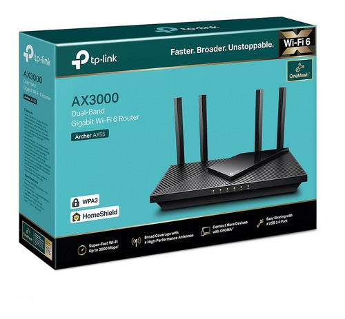 Router Wi-fi 6 Tp-link Archer Ax55 Ax3000 Dual Band Gigabit