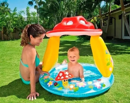 Alberca Inflable De Hongo Con Techo Para Bebes Intex