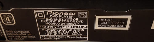 Reproductor Dvd Pioneer Mod. Dv-220kv-k