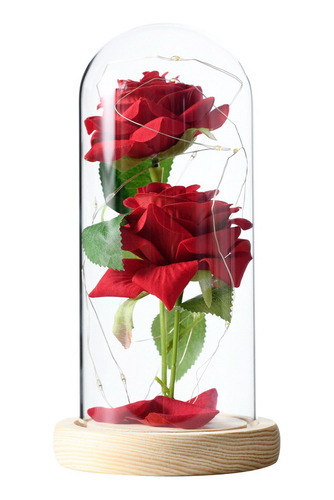 Rosa Eterna Cubierta De Vidrio Y Luz Led Ideal Para Regalo