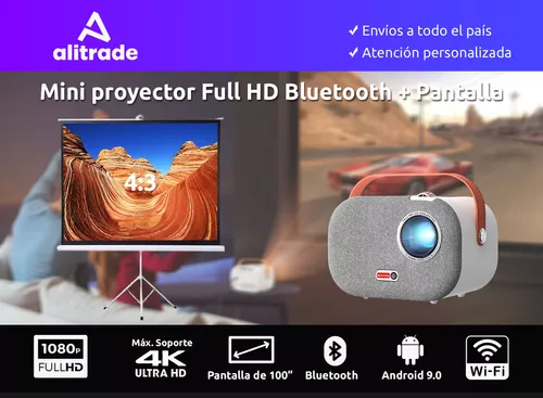 Pantalla de proyector con soporte de 100 pulgadas, pantalla de proyección  portátil 16:9 4K HD trasera frontal proyecciones pantalla de películas con