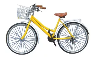 Bicicleta Retro Vintage Con Accesorios Y 18 Vel. Amarilla