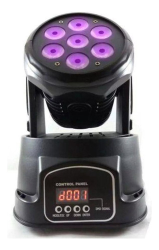 Mini Moving Head Wash 7 Led 10w Quadriled Rgbw Dmx Festa Dj