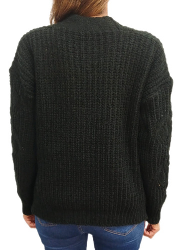 Saco Cardigan Oversize Tejido Lana Frizada Con Botones Mujer